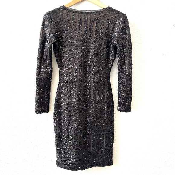 BCBG MaxAzria Morris Sequined Dress Size XS Black Cocktail - Picture 5 of 9